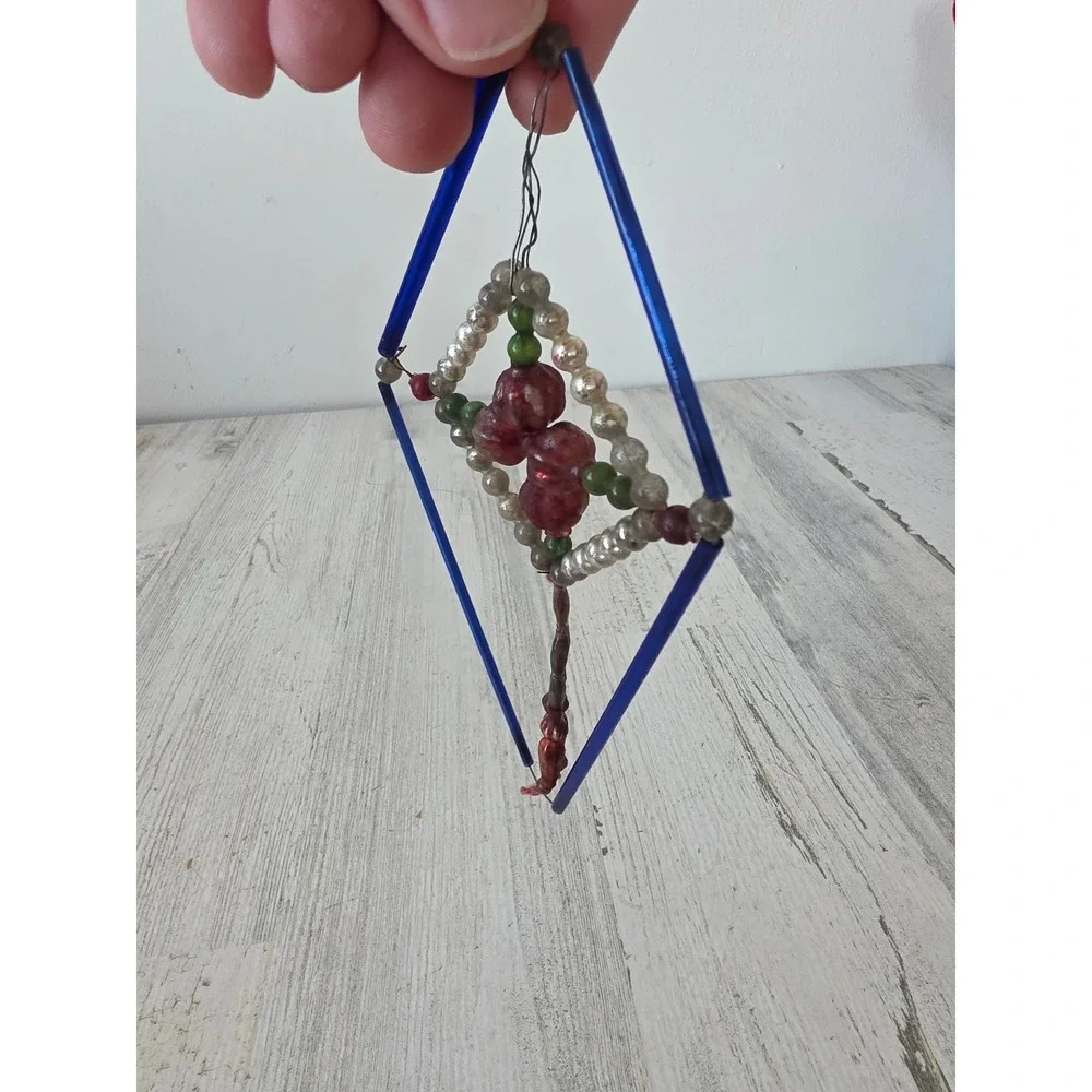 Antique diamond mercury glass Czech ornament Xmas tree